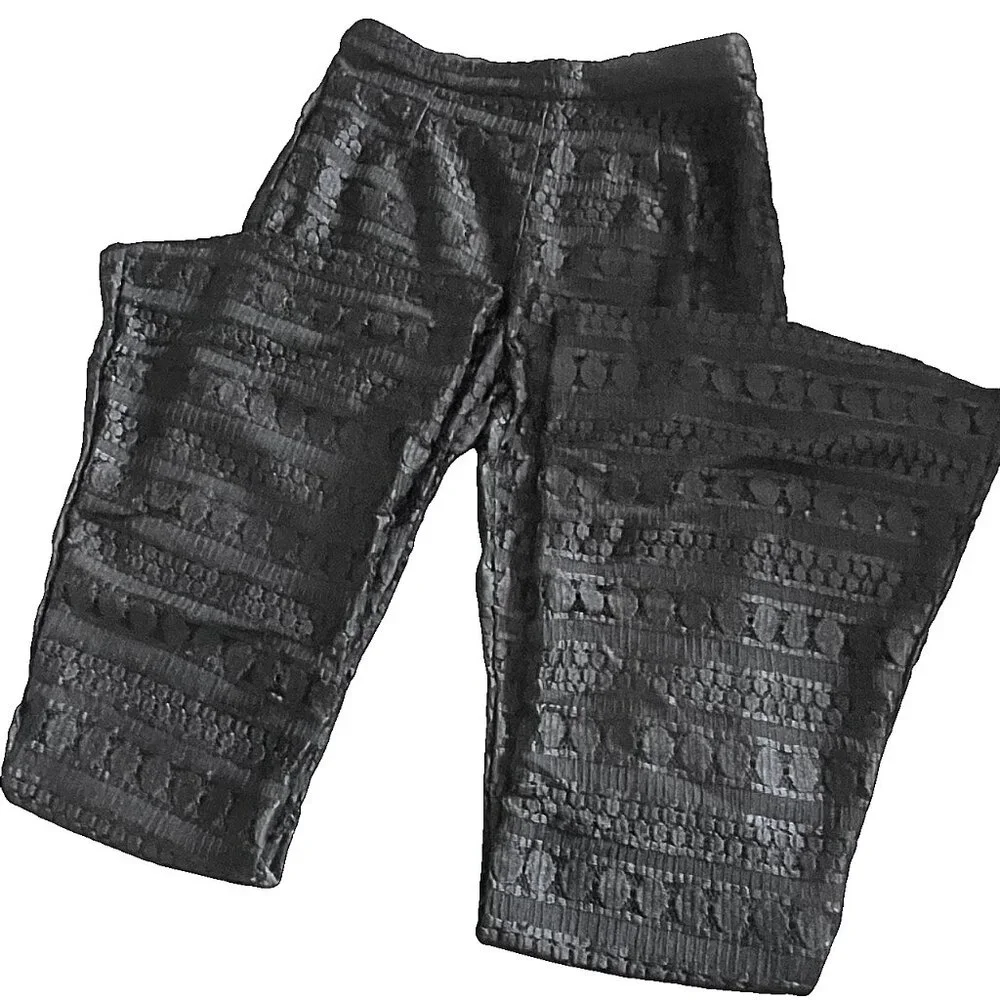 Mustard Seed Flared Leg Side Pocket Stylish Fully Embellished Lace Pants S - Picture 4 of 8